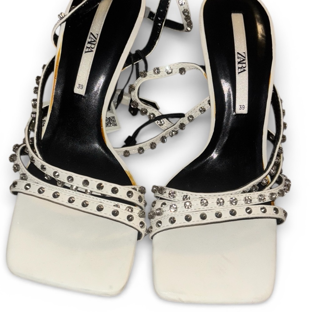 Zara White Studded Heels